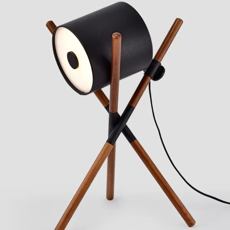 Lampe trépied en bois, Noir