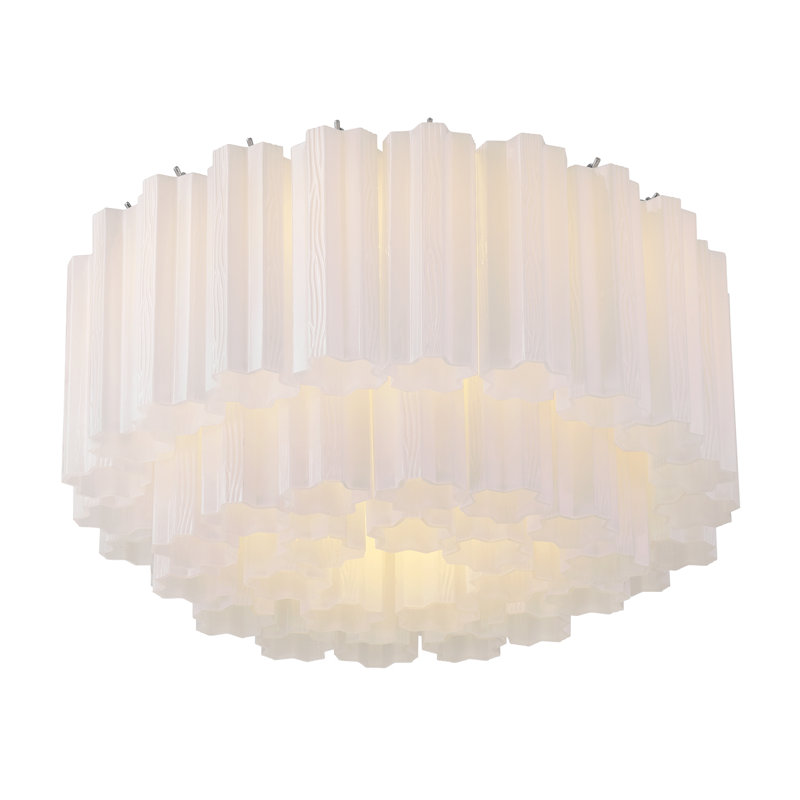 Plafonnier encastré 7 lumières Shaurya, Chrome poli/blanc