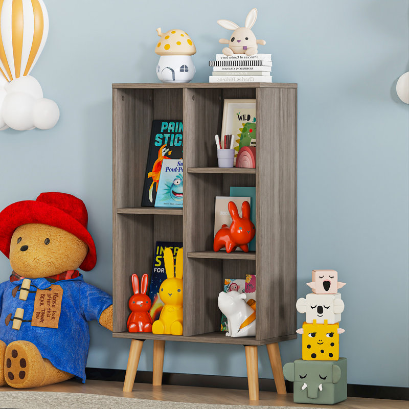 Adisyn No Subject Bookcase, Stone Gray, 36.5" H x 19.7" W x 9.4" D