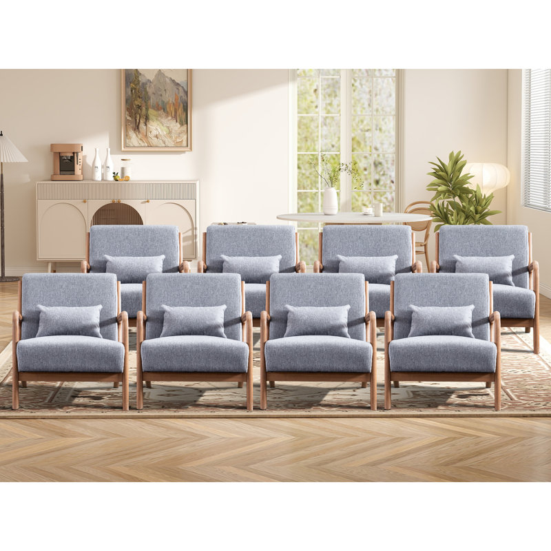 Chaise d'appoint rembourrée Mid-Century de 25,78 po de large Cashel avec coussin supplémentaire (ensemble de 8)