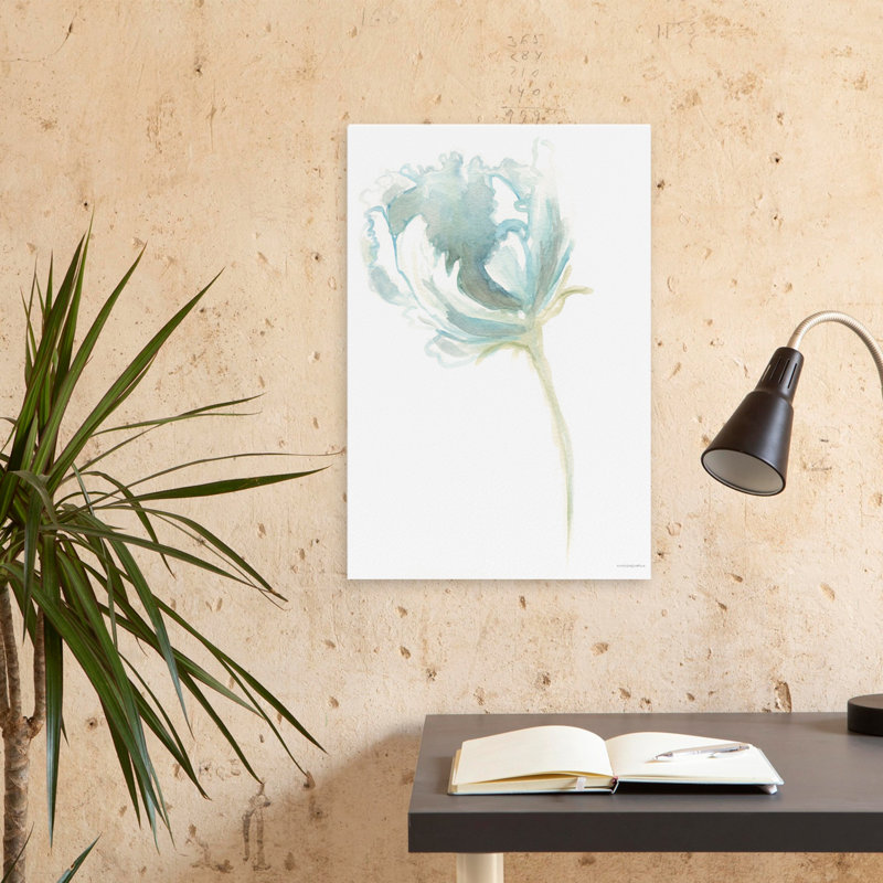 Blue Ruffle - Art contemporain d'une branche mauve à fleurs mauves, H 24 po x l 16 po