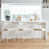 Beige Fabric Seat/White Frame
