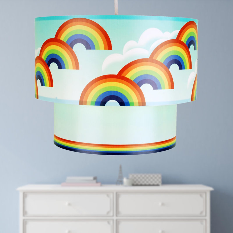 20cm H Plastic Drum Pendant Shade ( Uno ) in Rainbow