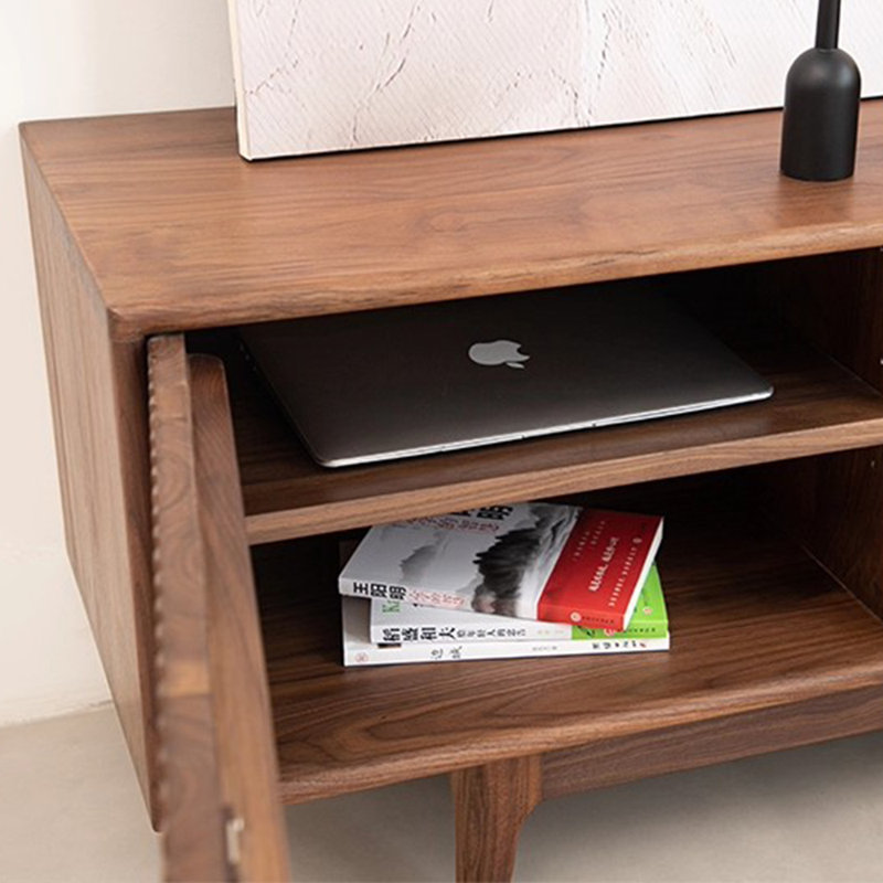 Meuble télé minimaliste moderne entièrement en bois massif, H 19,68 po x L 70,86 po x l 15,74 po