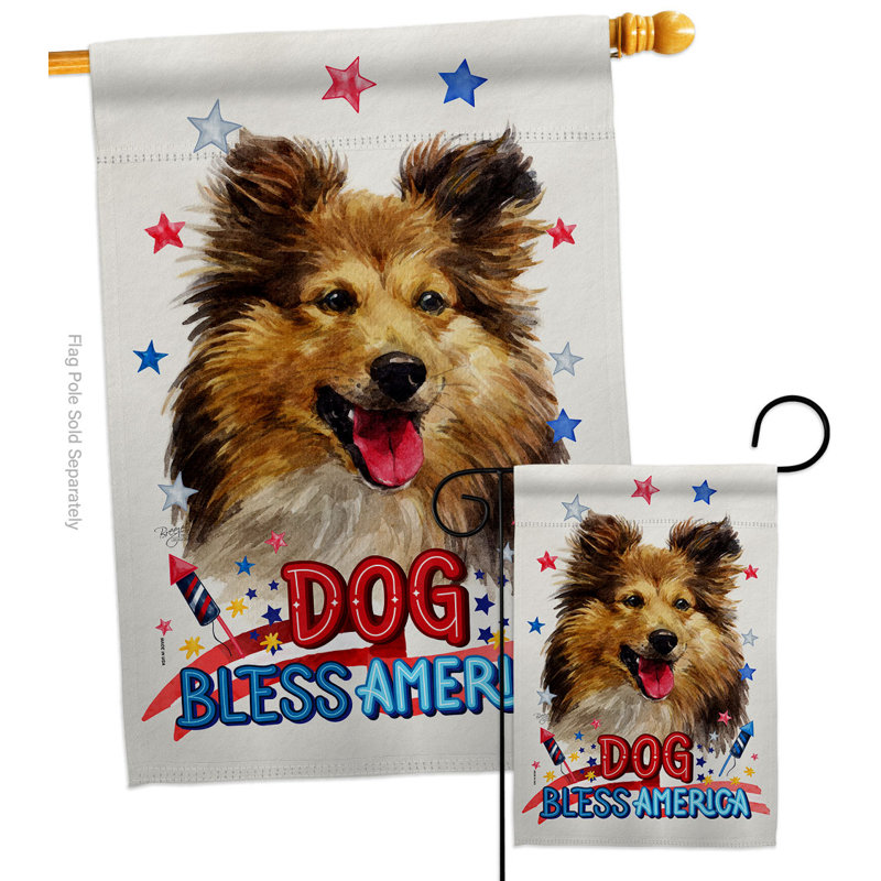 Drapeau de jardin Patriotic Shetland Sheepdog, H 40 po x l 28 po