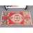 Small Red Turkish Oushak Vintage Wool Rug Ideal For Entry Or As Decorative Bath Mat With Boho Style