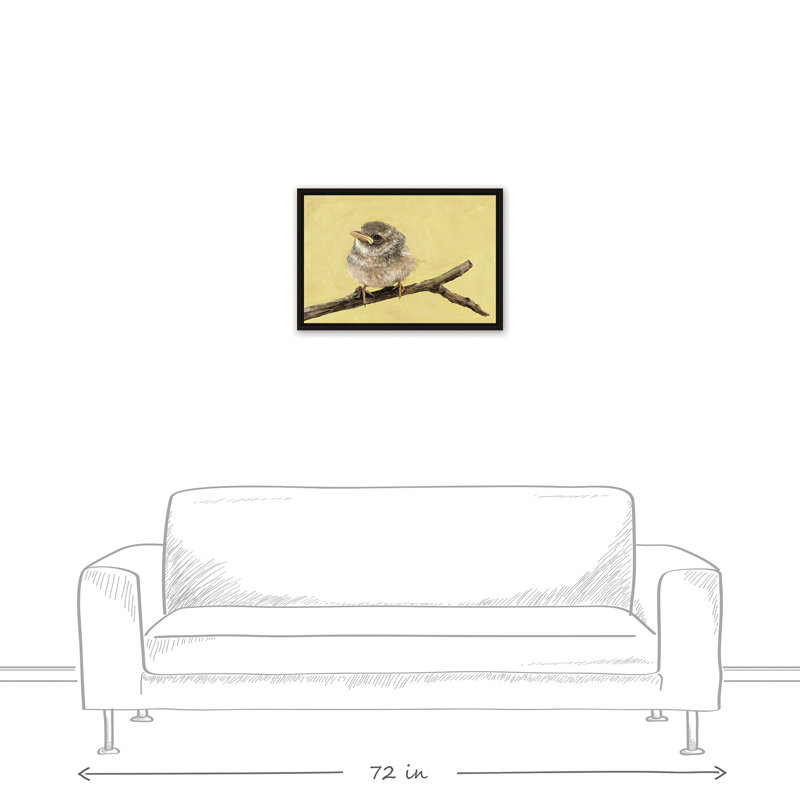 Petit oiseau - reproduction sur toile tendue, 16 po x 24 po, Encadré