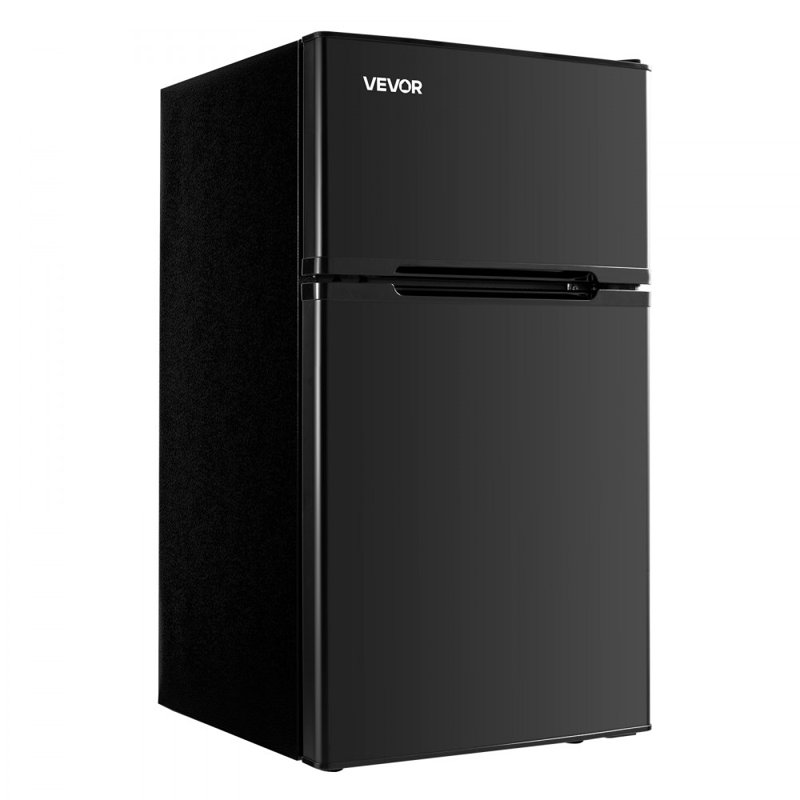Mini réfrigérateur avec congélateur compact à deux portes 3,2 pi cu Noir