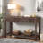 Modern Console Table With Striped Design, 2 Drawers And 2-tier Design-1410201998