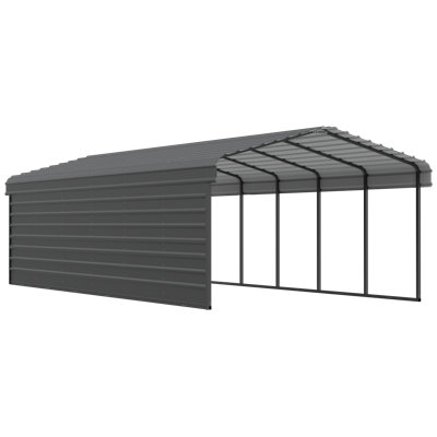 Steel Carport With 1 Side Wall Kit, 12X29X7