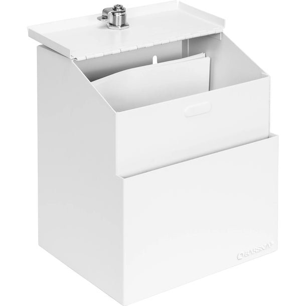 White Steel Wall-Mount Suggestion and Ballot Drop Box with Key Lock