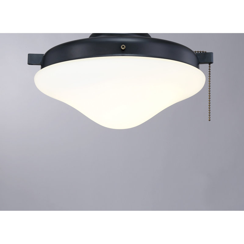 Ventilateur 2 lumières Meridian en noir mat, Dos plat