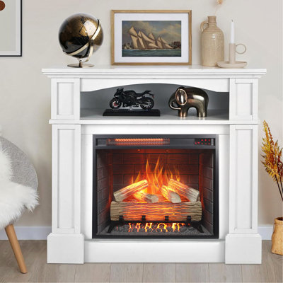 Foyer électrique encastrable 23 po, avec ensemble de bûches et flamme réaliste, télécommande avec minuterie, protection contre la surchauffe