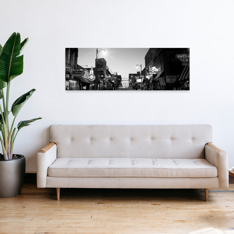 Buildings in a city at dusk Beale Street Memphis Tennessee USA 1 Piece Wrapped Canvas Panoramic Wall Art