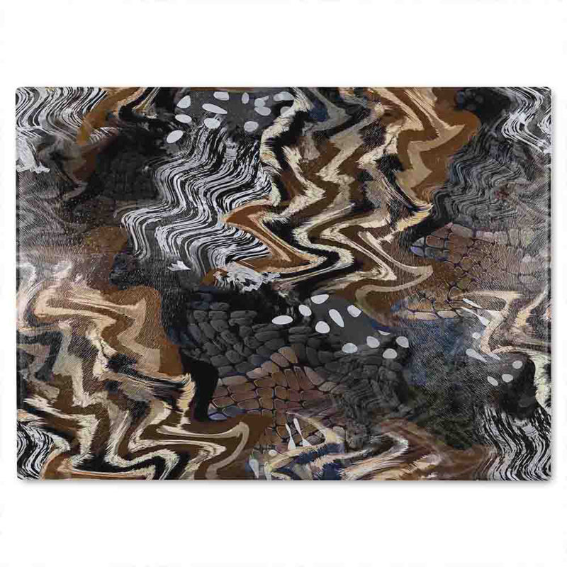 African Print Glass Chopping Board, 40cm L x 28cm W