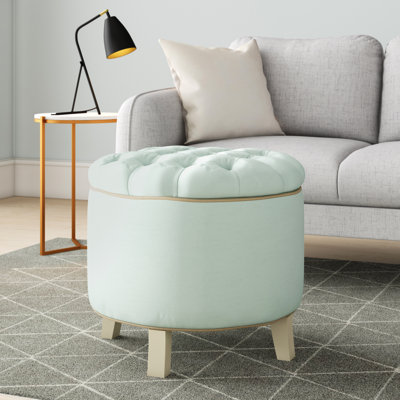 Alethea Velvet Tufted Round Solid Colour Ottoman with Storage