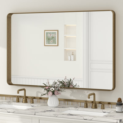Molly Tempered Glass and Metal Framed French Cleat Mounted Wall Bathroom / Vanity Mirror