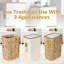 Poubelle, boho avec couvercle, petite poubelle en rotin 2,6 gallons avec couvercle à pression, poubelle tissée et panier à linge 2 en 1 pour salle de bain, cuisine, salon, chambre à coucher