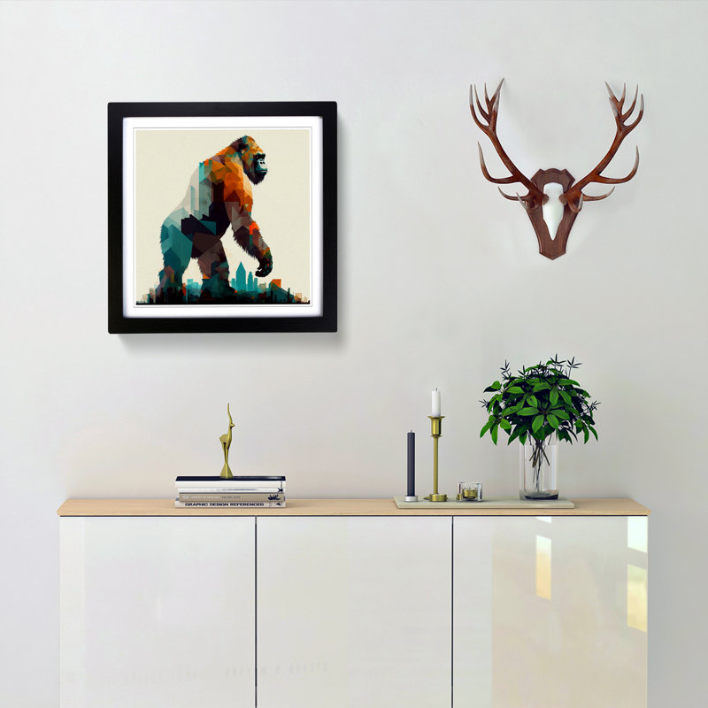 King Kong Geometric No.1 - Framed Print, Black