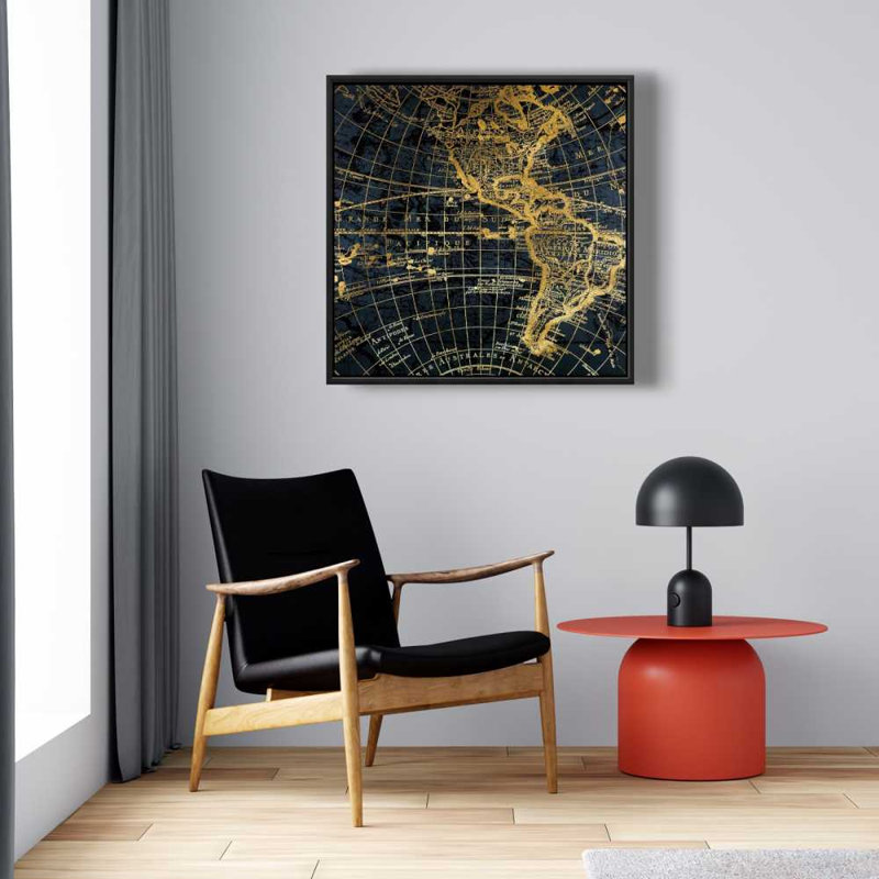Toile bleue avec globe terrestre bleu | Art mural de voyage, H 25,25 po x l 25,25 po