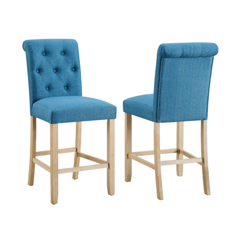 Ensemble de 2 tabourets en bois massif à dossier à hauteur de comptoir Siena, confortables et élégants pour la cuisine ou la salle à manger