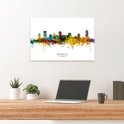 Colorful Nashville Skyline Abstract Contemporary Architecture City Wall Art