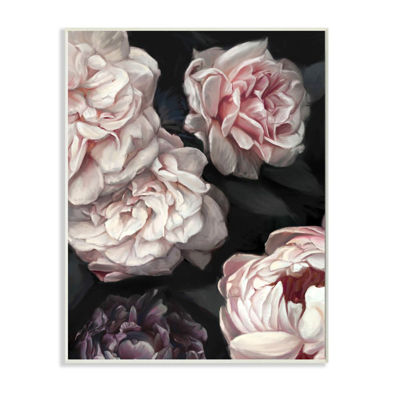 «Clustered Pink and White Florals Elegant Flowers» par Ziwei Li - impression d'art graphique, H 19 po x l 13 po x P 0,5 po