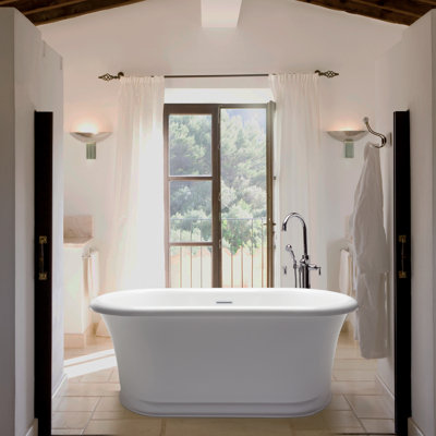 MTI Solutions Freestanding Soaking Solid Surface Bathtub