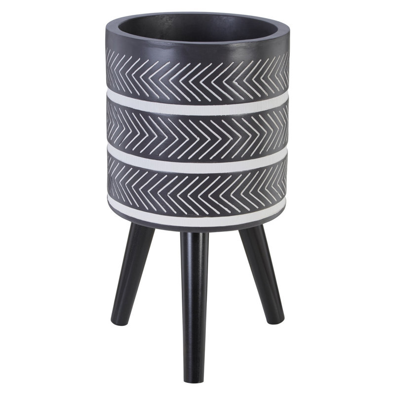 Mondovi Fiberglass Cachepot, Black/White, 56cm H x 30cm W x 30cm D