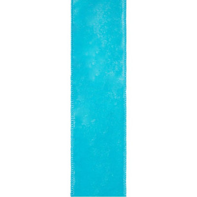 2.5"X10Yds Leno Aqua Wired Ribbon