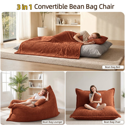 Pouf géant convertible 3 en 1 de 206 cm avec coussin