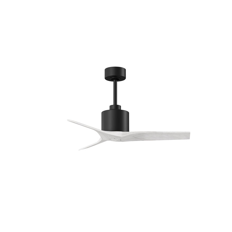 Ventilateur de plafond standard à 3 pales Ertugrul, Noir mat, 42", Blanc mat