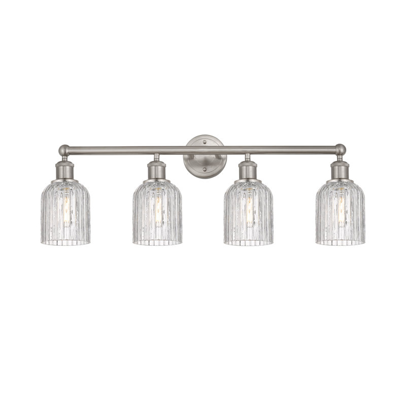 Éclairage pour meuble-lavabo à 4 lumières à intensité variable Fiennes Veil, Nickel satiné, Clear