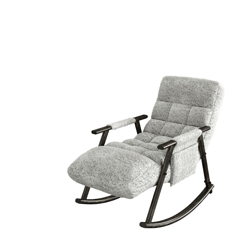 Casual Folding Rocking Chair Upholstered, Gray