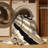 Washable Light Beige Charcoal Striped Area Rug-1839588419