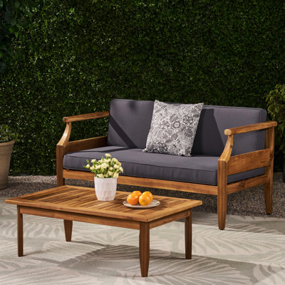 Bois extérieur avec eau gris foncé - Coussins et finition de mobilier de table basse -