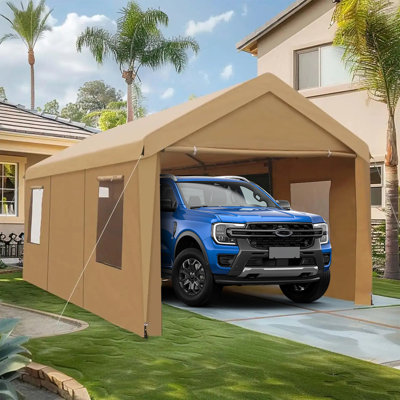 12 pi. L 20 pi. D Abri d'auto portatif extérieur robuste, auvent ventilé