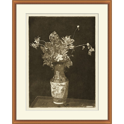 Sepia Floral Etching 1 Print