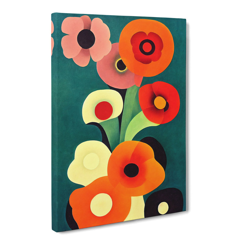 Givry Poppy Flower Retro Vol.3 - Wrapped Canvas, 60cm H x 40cm W x 3cm D