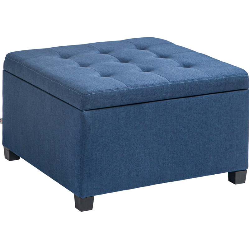 Blue With Storage Lid. Decoration For Bedrooms. Soft Upholstery, Generous Space, Stable Hinge Solution - Blue. Vintage-Style Seat Cushion, Spacious Storage, Secure Technology