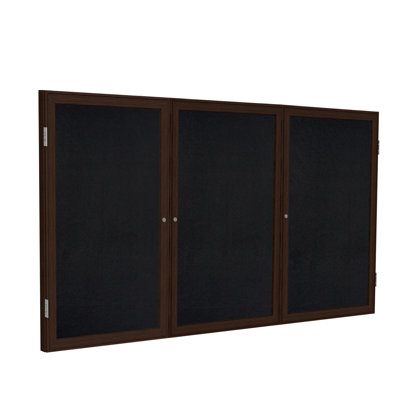 Ghent 3 Door Enclosed Recycled Rubber Bulletin Board with  Wood Frame