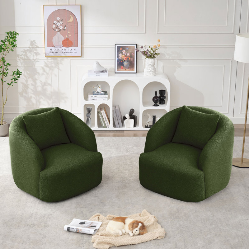 Fauteuil pivotant rembourré 34,2 po, Mélange de polyester vert