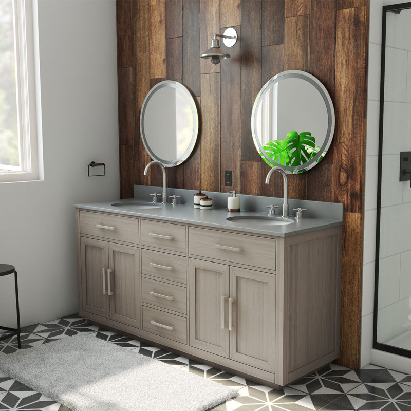 Dexterity 72" Double Bathroom Vanity Set, Gray Oak