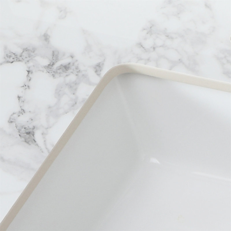 Dessus de meuble-lavabo 37 po x 22 po, dessus de meuble-lavabo en pierre frittée blanc Carra avec lavabo rectangulaire encastré en céramique avec dosseret de meuble-lavabo, comptoir à trois trous