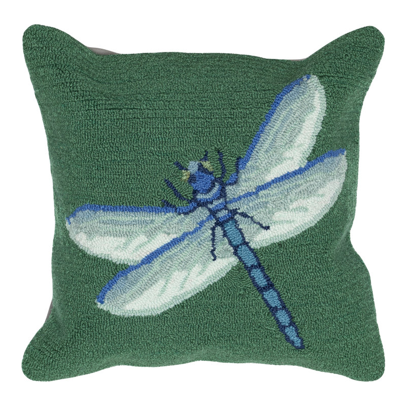 Frontporch Dragonfly Indoor/Outdoor Pillow Green 18" X 18"