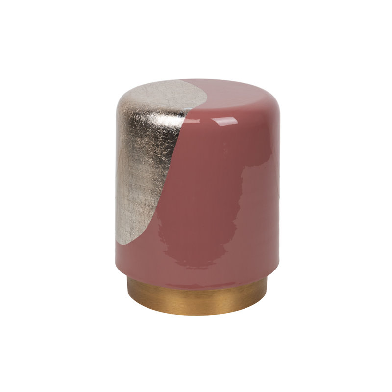 Brass Accent Stool, Garnet/Gold