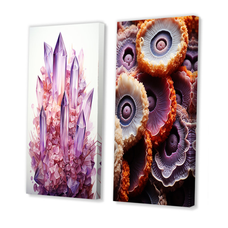 «Pink Amethyst Geode Essence I», ensemble de 2 reproductions d'art sur pierre, H 32 po x l 33 po, Toile tendue