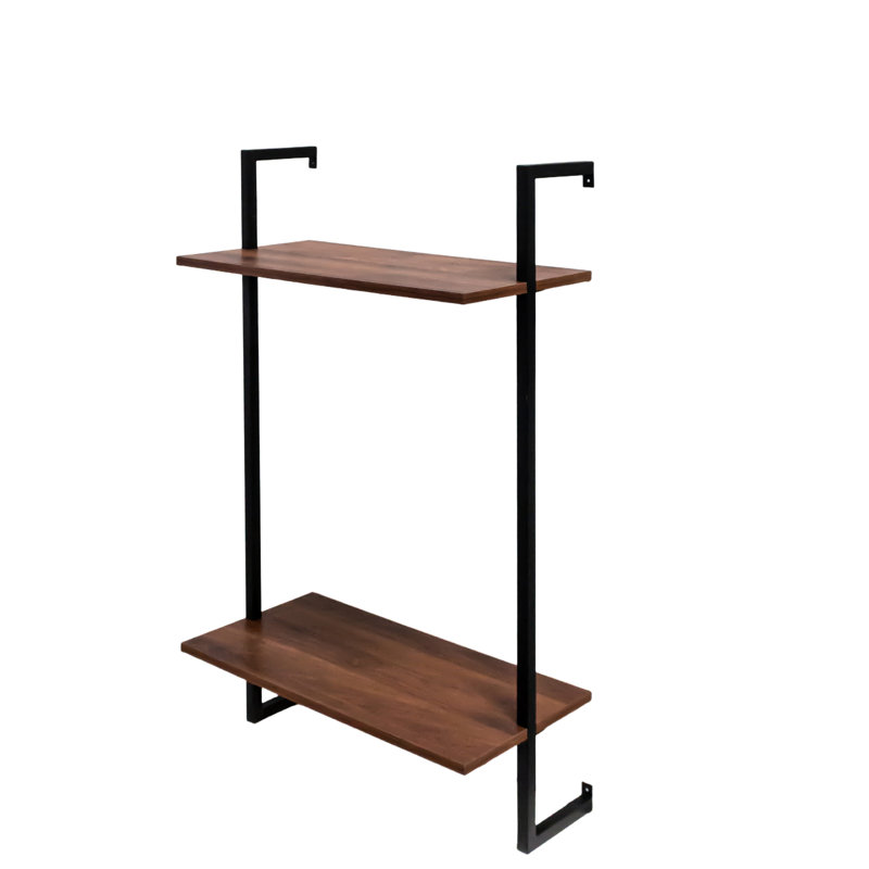Multifonctionnel à 3 niveaux et 2 tablettes en bois fixées au mur en métal pour les accessoires de salle de bain