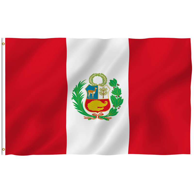 Peruvian National Flag with Brass Grommets, 3x5 Feet Polyester