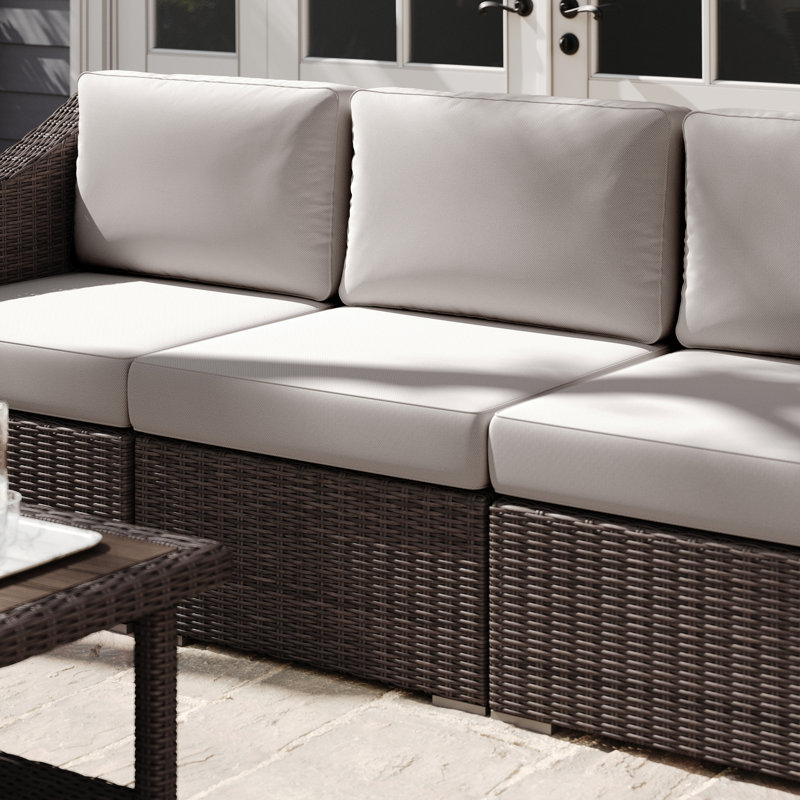 Canapé modulaire d'extérieur en rotin Martha Stewart Bedford, Brun, Tanné